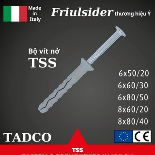 [10 bộ] Tắc Kê Nở Nhựa Ý cao cấp 6li , 8li TSS Friulsider - dạng búa đóng dễ lắp đặt