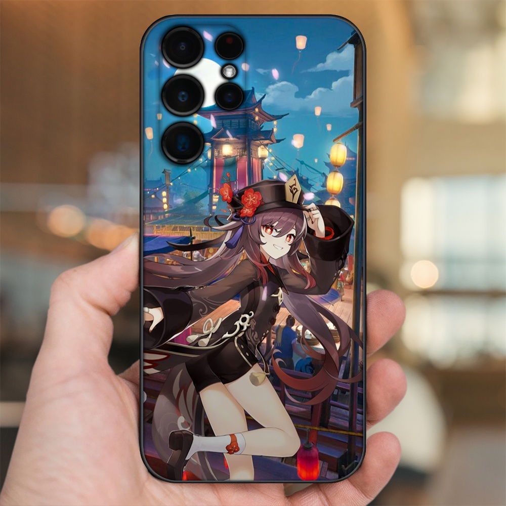 Ốp lưng Samsung S21 Ultra, S22 Ultra viền đen in hình Hutao Genshin Impact