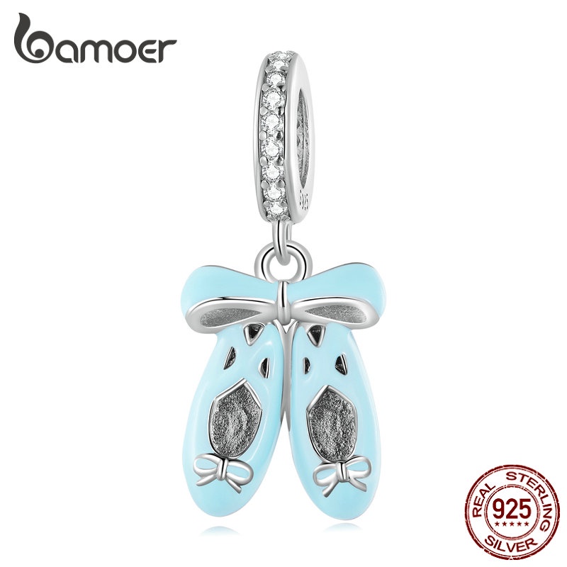 BAMOER Mặt Vòng cổ Bạc 925 Hình Đôi Giày Ba Lê Thời Trang