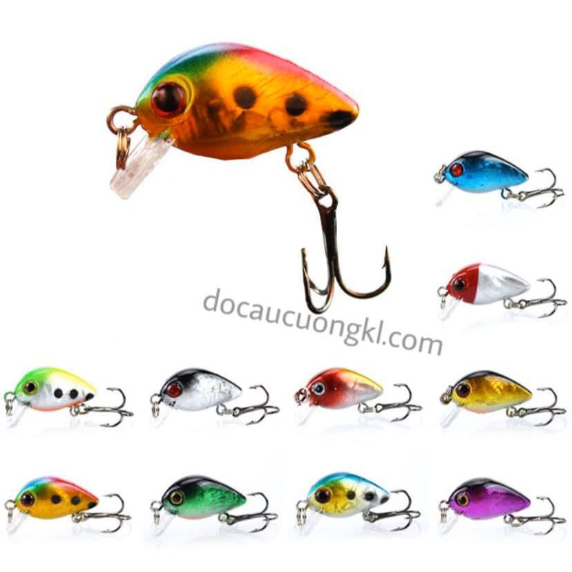 2 con mồi lure câu cá Tiny Crank ruồi xíu (1,5g-30mm)