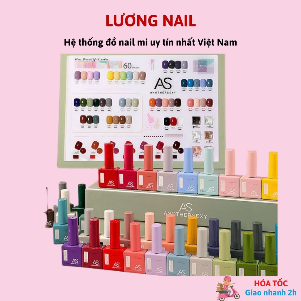 Sơn gel As CHAI VUÔNG mẫu mới 2022 sơn móng tay gel tone màu đen đỏ xanh cổ vịt vàng thạch nhũ phụ kiện nail rẻ15ml