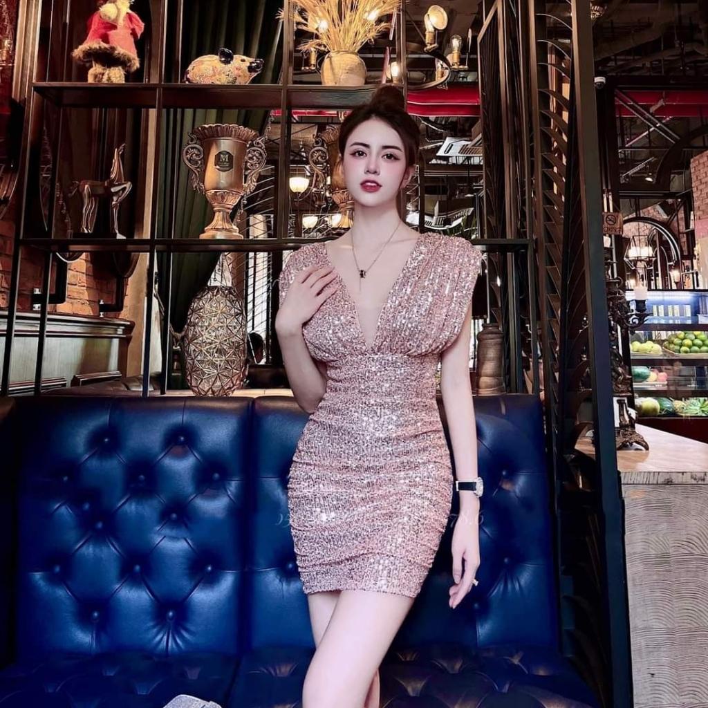 Váy body kim sa sang chảnh đầm kim sa thiết kế dự tiệc HN Clothing V82