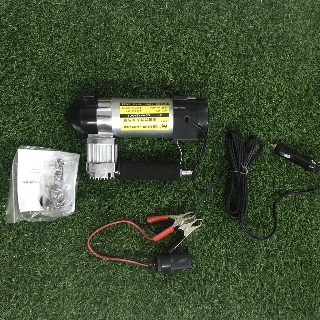 bộ bơm ô tô, xe máy, xe đạp dùng điện 12V theo xe cao cấp tích hợp đèn chiếu sáng