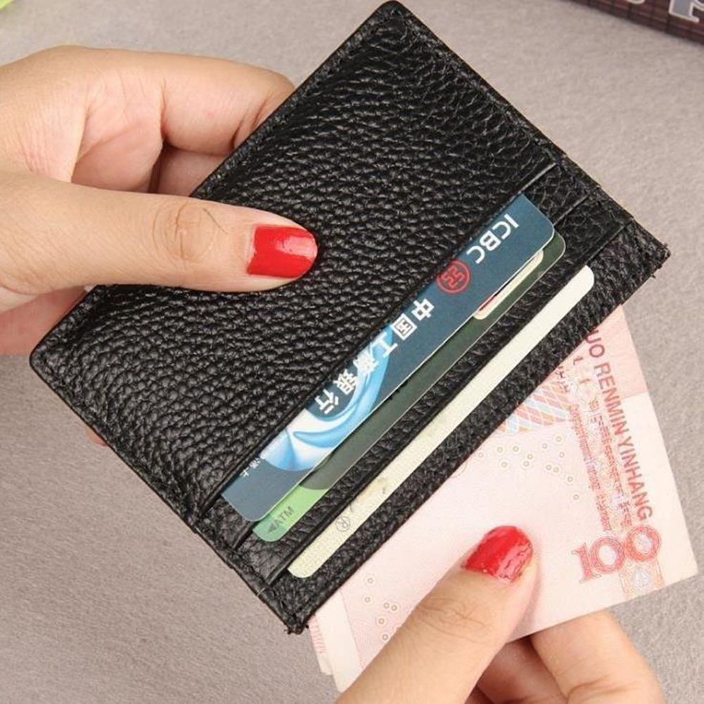QQMALL Ví đựng thẻ tín dung mỏng da PU chất lượng cao nhiều màu sắc