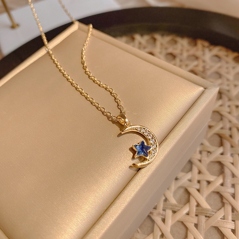 Vòng cổ thép titan thiết kế bầu trời đầy sao đính zircon tinh xảo Hàn Quốc