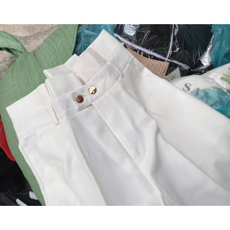 Quần bèo 2 nút bấm lưng cao quần baggy có bán nguyên set 749