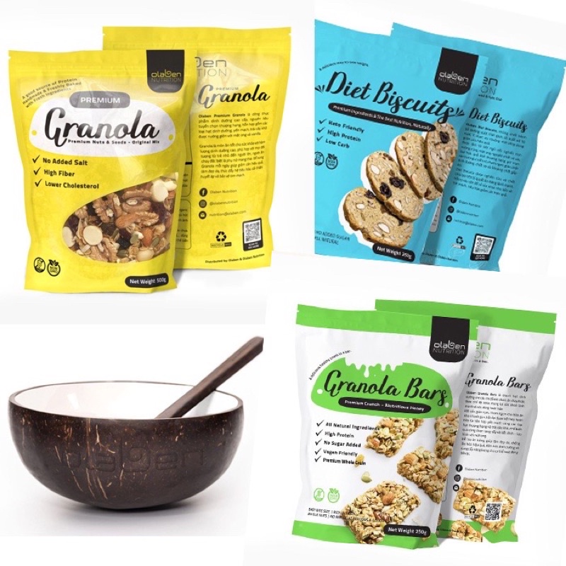 Combo 04 món Olaben Granola - Biscuits - Bars - Chén