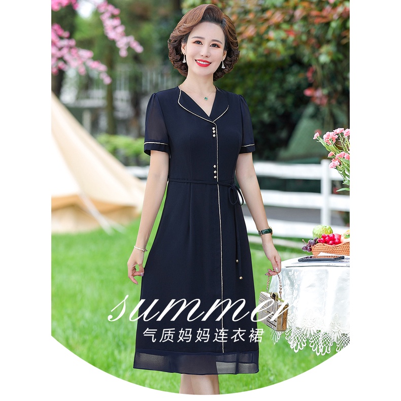 Đầm Chiffon Che Bụng Phong Cách Phương Tây Thời Trang Mùa Hè Mới 2023 Cho Phụ Nữ Trung Niên 40-5 Tuổi