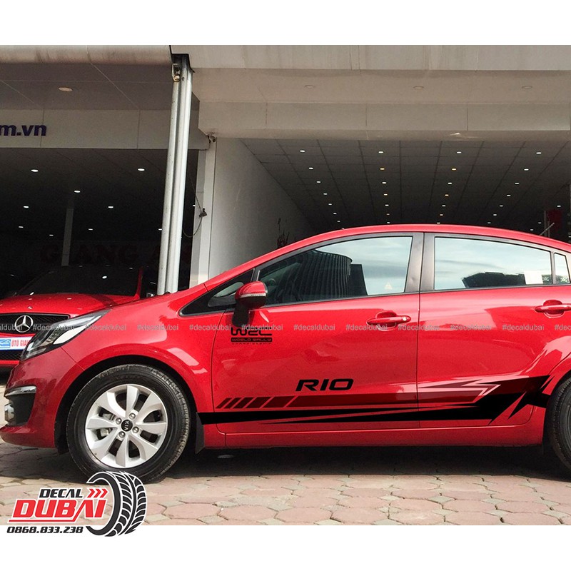 Tem Dán Xe Kia Rio Đỏ Thể Thao