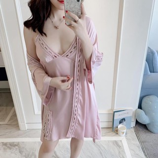[HÀNG CAO CẤP]  Áo choàng với váy ngủ chất lụa satin cao cấp S3