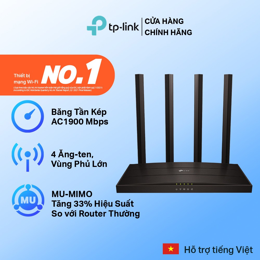 [Mã 11ELSALE hoàn 7% xu đơn 300K] Bộ Phát Wifi TP-Link Archer C80 Công Nghệ MU-MIMO 3x3 Băng Tần Kép Chuẩn AC1900