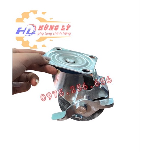 Bánh Xe 10 cao su có phanh phụ tùng Hùng Lỳ