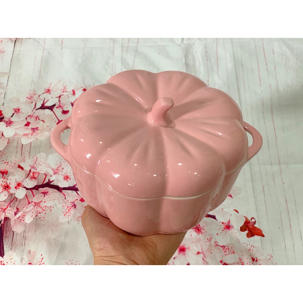 Thố đựng bánh kẹo, đựng đồ khô dáng bí ngô - Thố sắc màu