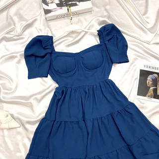 Váy xanh cúp ngực dáng xoè #6