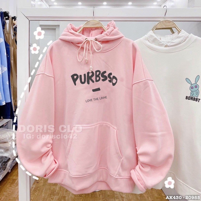 Áo Khoác Hoodie Nỉ Tay Phồng Form Rộng Nỉ Bông Dày Dặn Hoodie Nữ Sweater Nữ Áo Chuôi Đầu in PURBSSO - AK430