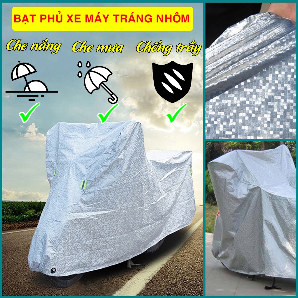 Bạt trùm xe máy 3D tráng nhôm che mưa nắng cách nhiệt chống tia uv, chống xước, vừa xe SH hàng cao cấp