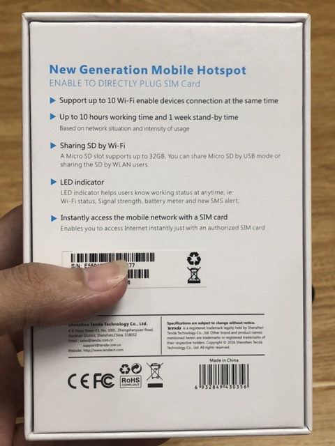 Bộ phát wifi Tenda 4G180 tốc độ 150Mbps Pin 2100mAh dùng 8h liên tục hỗ trợ 10 kết nối đồng thời, bảo hành 3 năm
