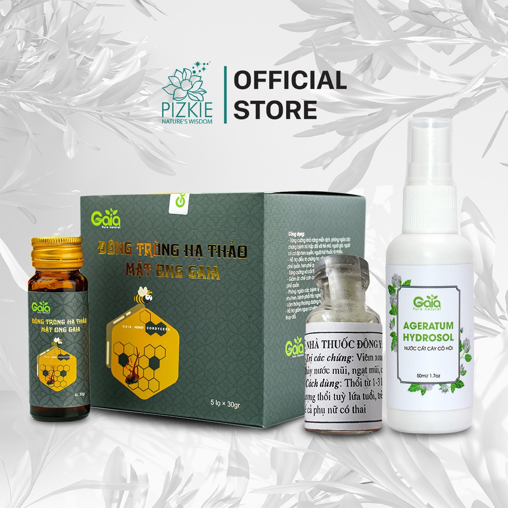 ComBo Chăm Sóc Sức Khoẻ Đông Trùng Hạ Thảo GAIA + Thuốc Thổi Mũi + Hydrosol Cây Cỏ Hôi-