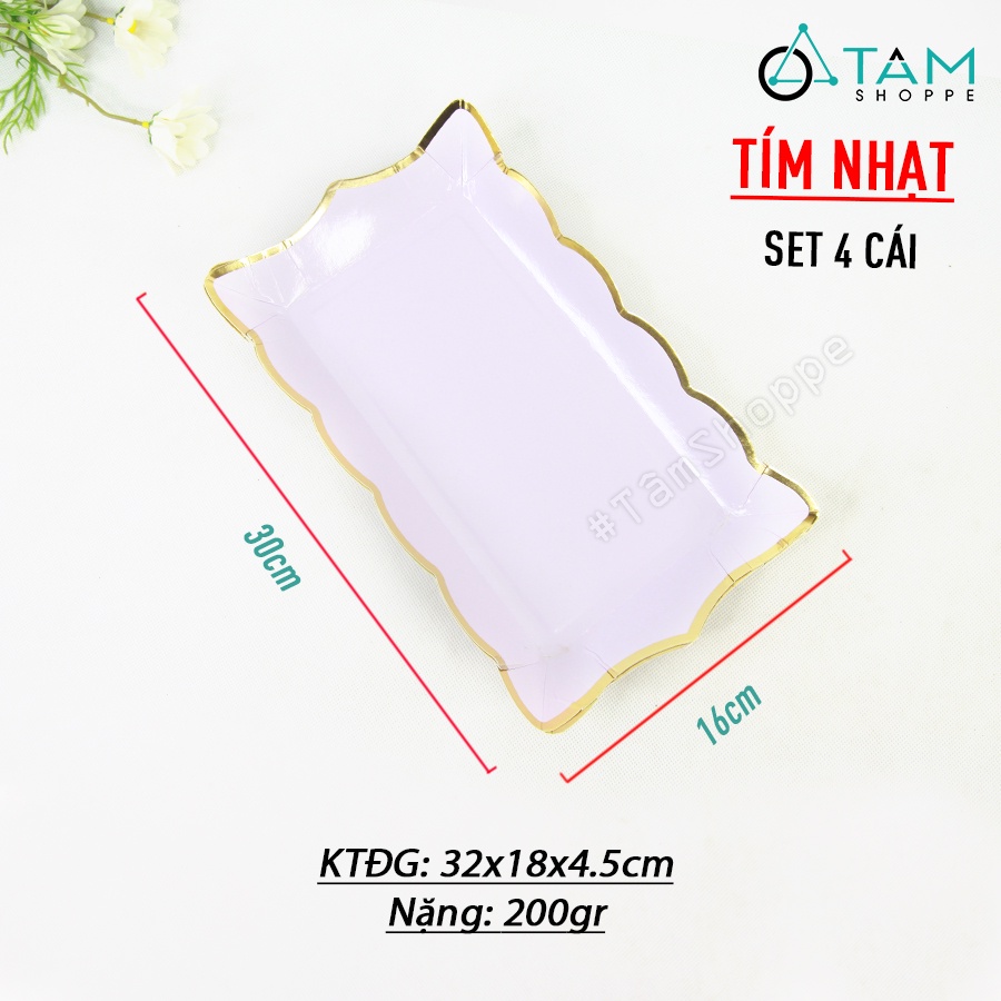 Đĩa giấy trang trí tiệc màu pastel chữ nhật  DG-01