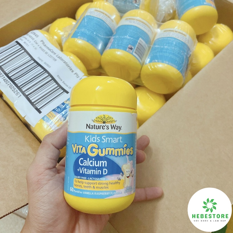 Kẹo gum canxi vitamin D Nature's Way Kids Smart Gummies Calcium + Vitamin D 60 viên cho bé của Úc | WebRaoVat - webraovat.net.vn