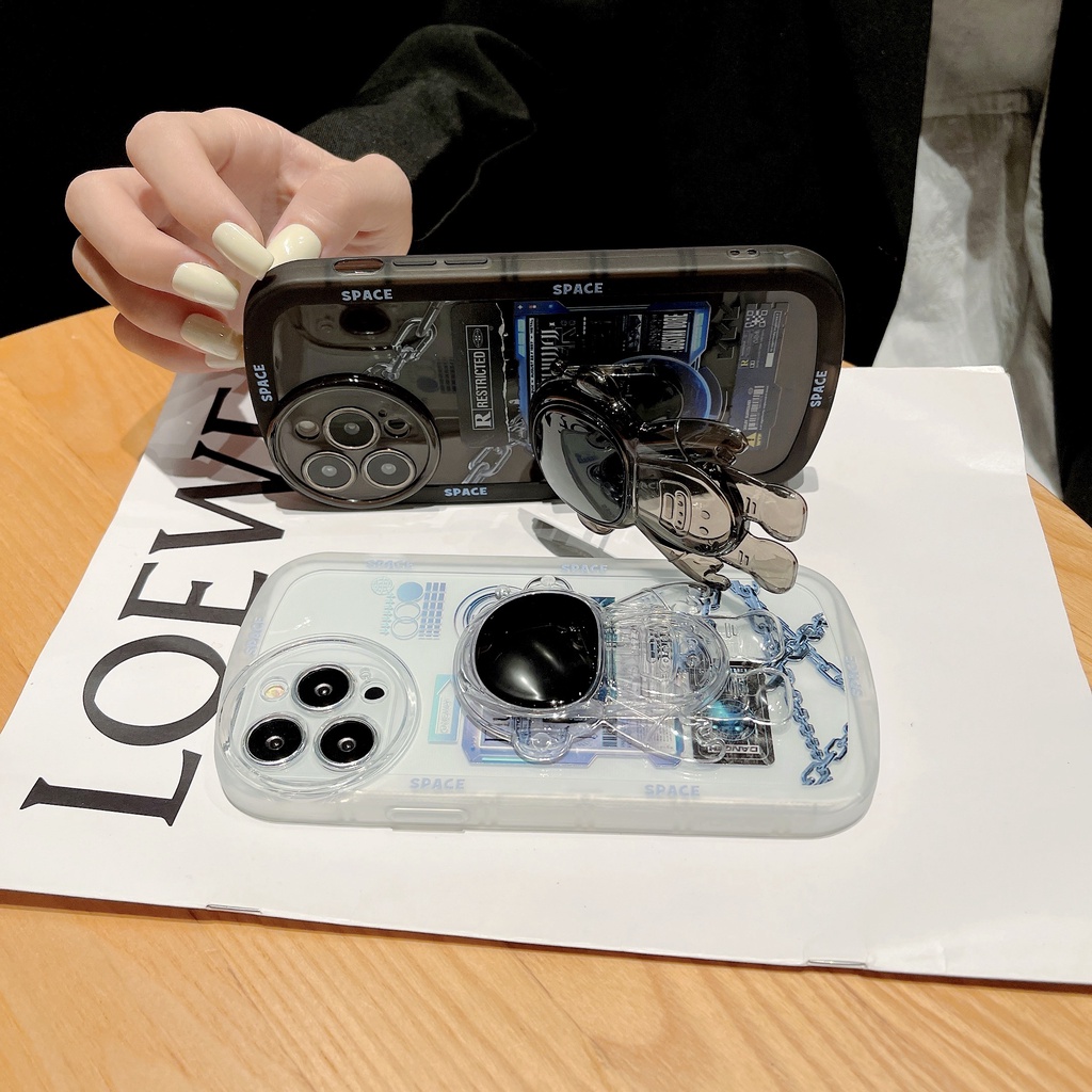 Ốp Điện Thoại Tpu Dẻo Họa Tiết Phi Hành Gia Kèm Giá Đỡ Thời Trang Cho iPhone 13 12 mini 11 Pro xs max xr 7 / 8plus