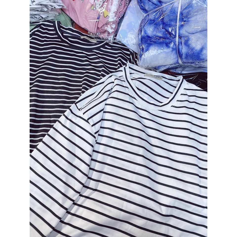 Áo Thun Kẻ Oversize (Áo Thun Unisex Form Rộng) | BigBuy360 - bigbuy360.vn