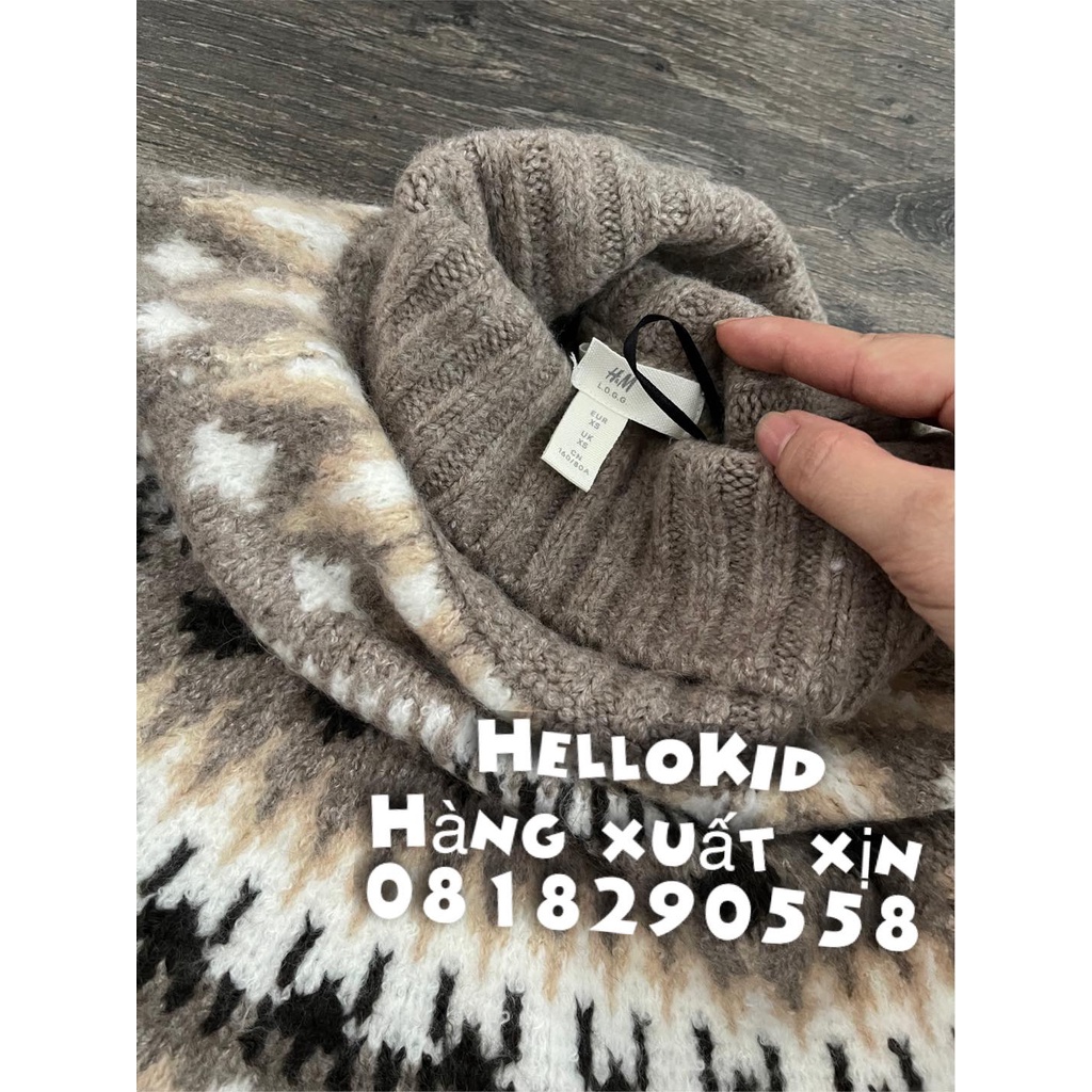 A596-Áo len H.M cao cổ họa tiết