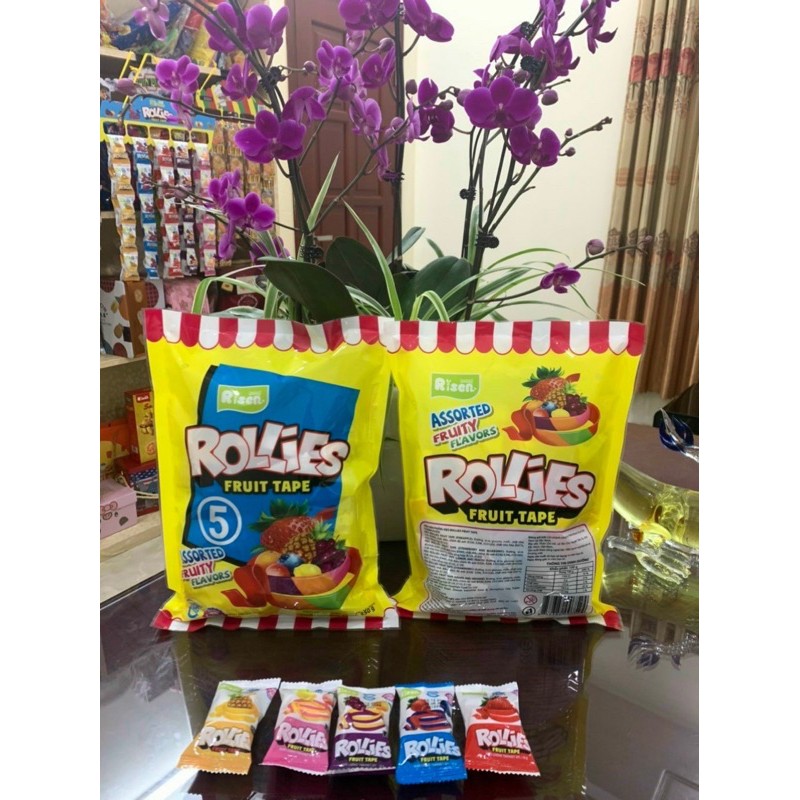 Kẹo dẻo cuộn Rollies Risen trái cây 350gram
