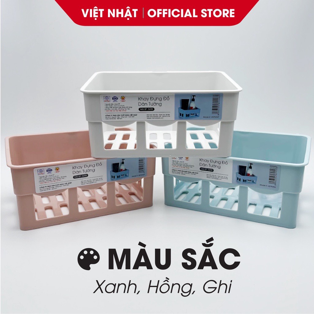 Khay Đựng Đồ Dán Tường 5698 - 5699 Việt Nhật, Kệ Để Đồ Phòng Tắm Nhà Bếp Dán Tường Siêu Dính Tiện Lợi Nhựa Cao Cấp