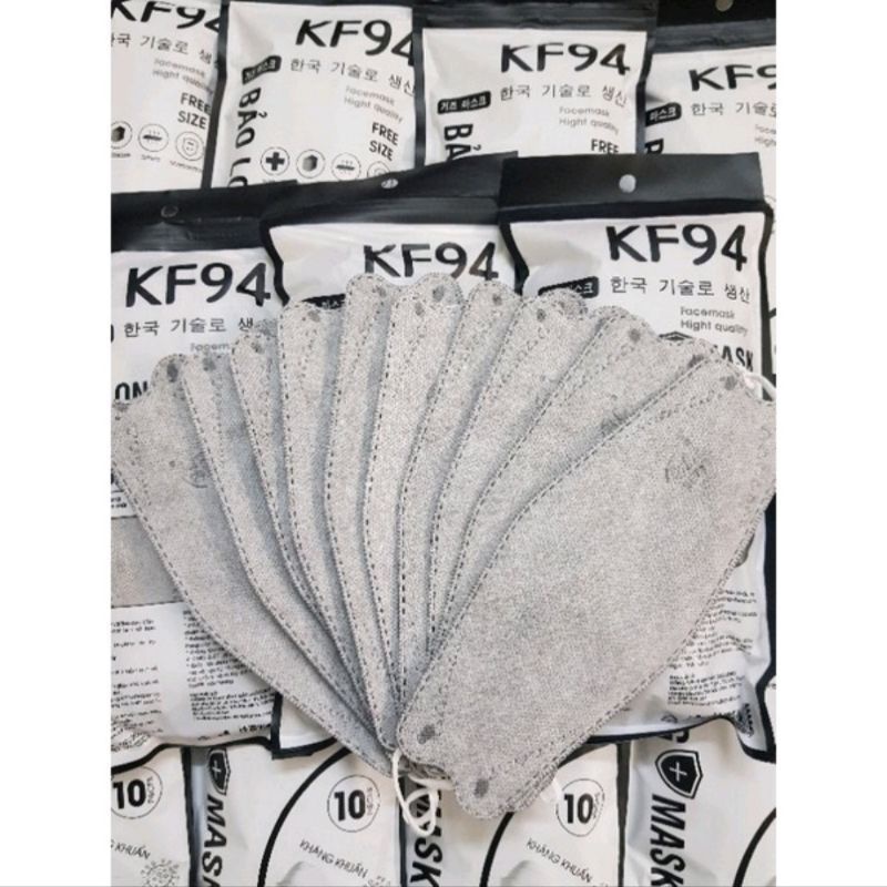 Khẩu trang kf94 màu xám kháng khuẩn, lọc bụi , dễ thở