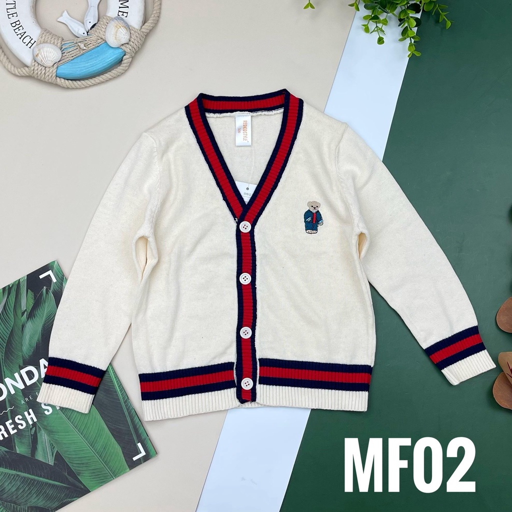 Áo len bé trai cài cúc logo gấu LITIBABY S100/140