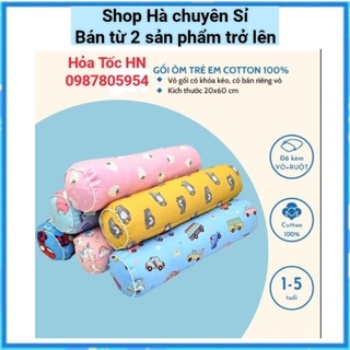 Gối ôm cho bé vải cotton, gối ôm trẻ em kích thước 20x55, có khóa kéo