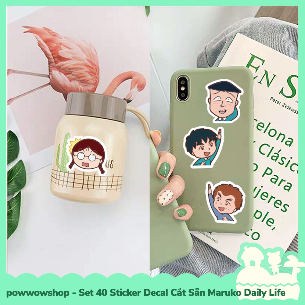 [Sẵn VN - Hỏa Tốc] Set 40 Sticker Mini Decal Dán Trang Trí Vật Dụng Mẫu Maruko Daily Life