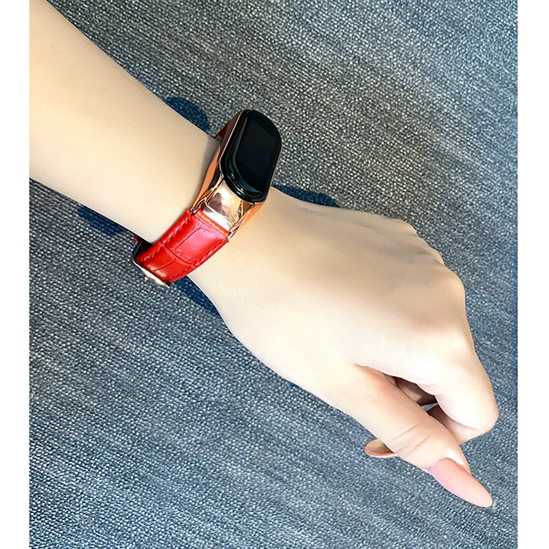 Dây đeo bằng da mềm cho Xiaomi Mi Band 6 5 4 3