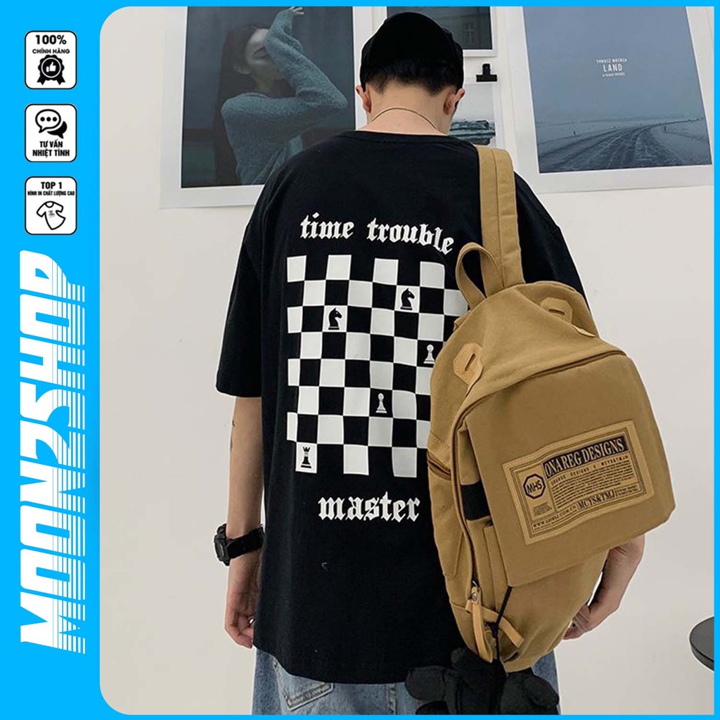 Áo thun tay lỡ nam nữ oversize bàn cờ D127 moonzshop