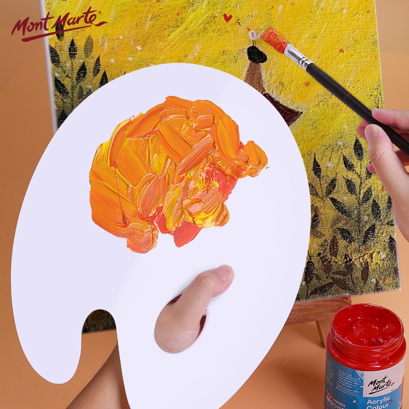 Palette Pha Màu - Khay Pha Màu Phẳng Bằng Nhựa Mont Marte - White  Acrylic Palette