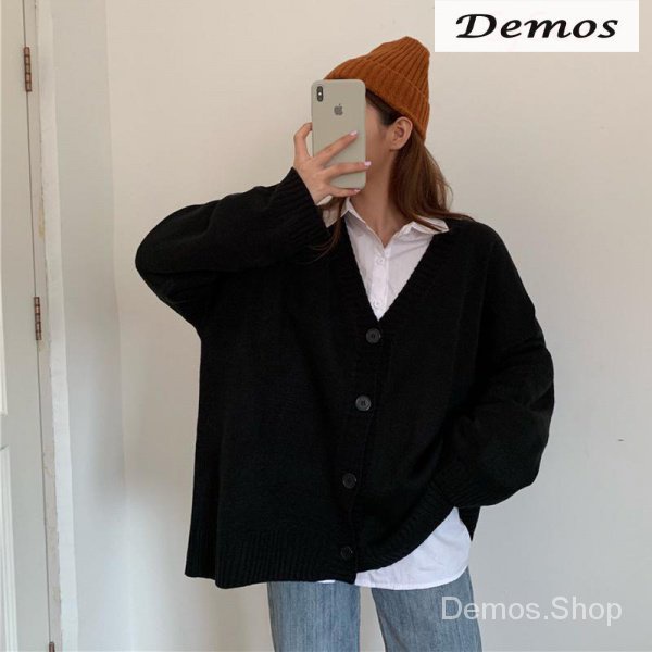Thời Trang Nữ Áo Khoác Len Cardigan Dệt Kim Tay Dài Cổ Chữ V Dáng Rộng Phong Cách Cổ Điển Thời Trang Mùa Thu Cho Bạn Nữ
