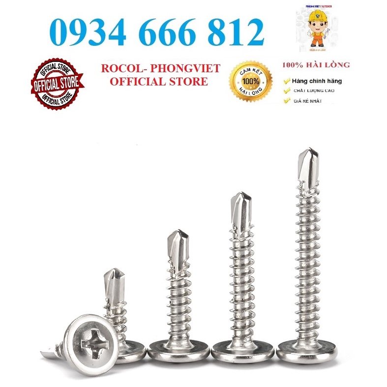 Set 100c Vít tự khoan đầu dù inox410 M4.2