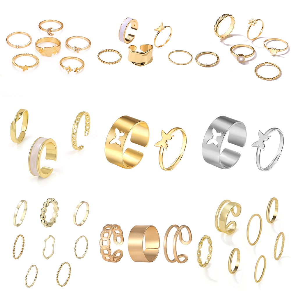 iF YOU Bộ nhẫn   đính ngọc mắt mèo sang trọng thời trang cho nữ