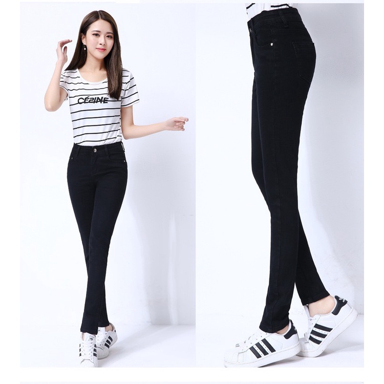 Quần jean nữ trơn wash VẢI MỀM MỊN Quần bò nữ cạp cao dáng skinny co giãn tốt hàng công ty