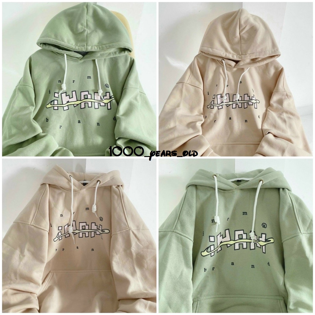 Áo Hoodie In Chữ Trước Ngực  Màu Be | Xanh Bơ Ulzzang Nam Nữ Hot