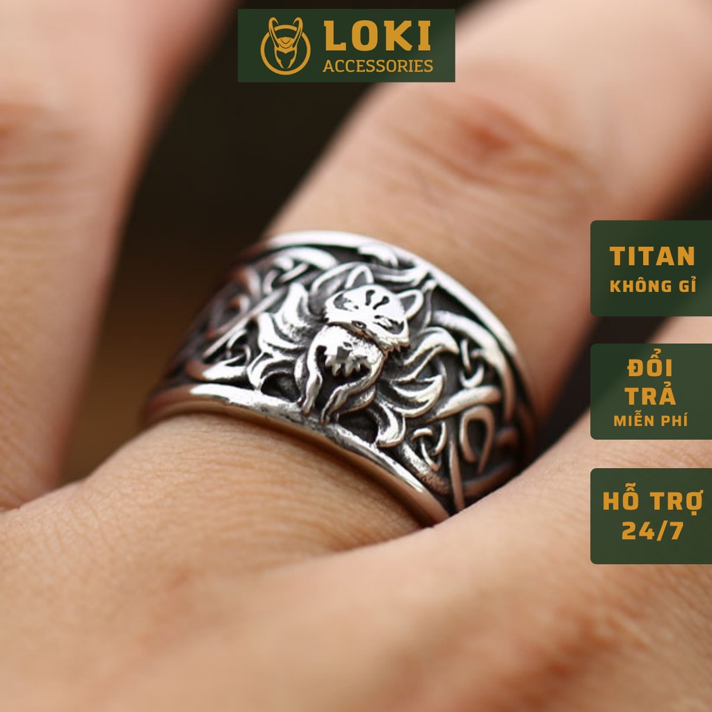 Nhẫn nam nữ tròn thời trang unisex Loki Accessories màu bạc chất Titan đẹp đơn giản không gỉ - Nhẫn Vĩ Hồ