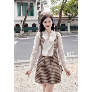 Váy Cổ Yếm Sơ Mi Trắng