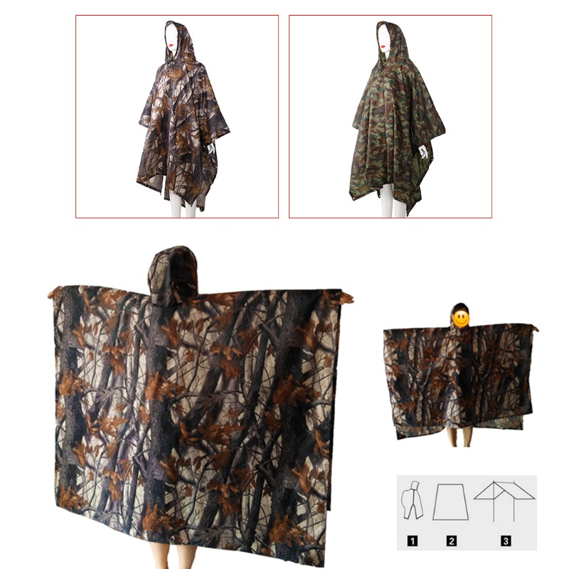 Vỏ Áo Mưa 3 Trong 1 Họa Tiết Ngụy Trang Tiện Dụng Cho Cắm Trại