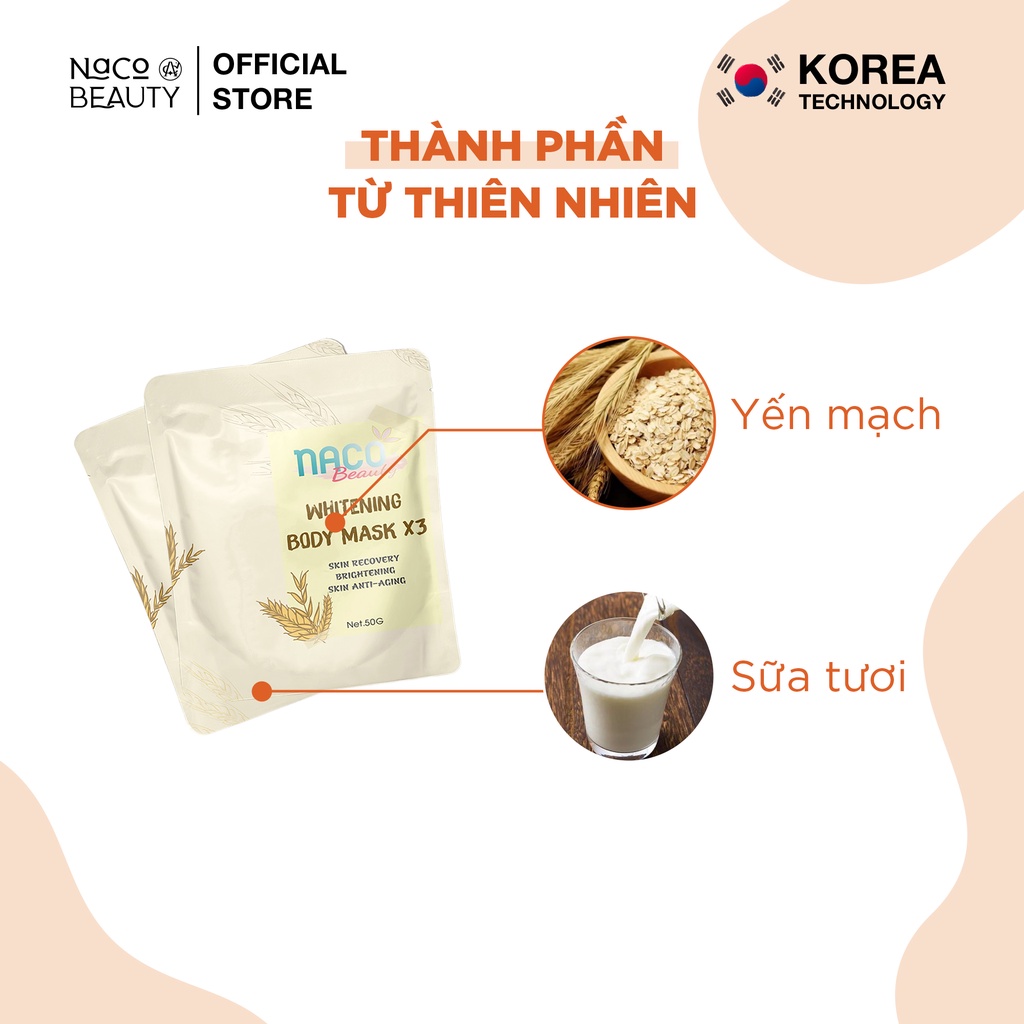 Kem ủ trắng toàn thân Nacobeauty giúp làm trắng da body 50ml - Whitening Body Cream