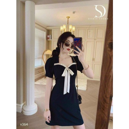 Đầm Thiết Kế Cổ Nhún Tiểu Thư Chất Kate Cực Xinh Phong Cách Thời Trang Hàn Quốc DD128