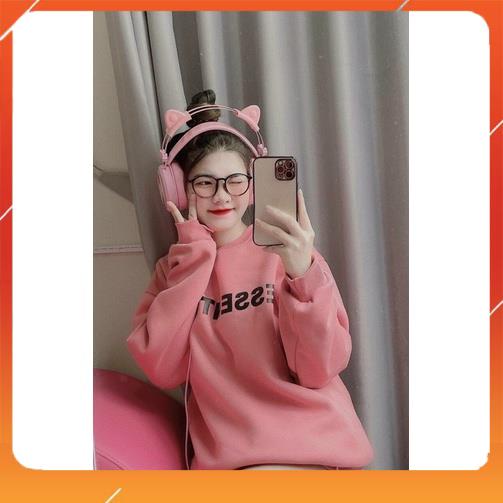 Áo nỉ Sweater nữ in chữ essential from rộng unisex chất nỉ ngoại mềm mịn dày dặn phong cách Hàn Quốc BZ 1123