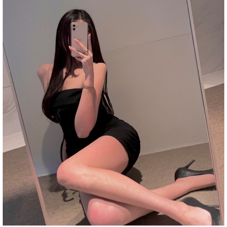 Cocory vn Đầm Hai Dây Xếp Ly Dáng Ôm Thời Trang Quyến Rũ Cho Nữ