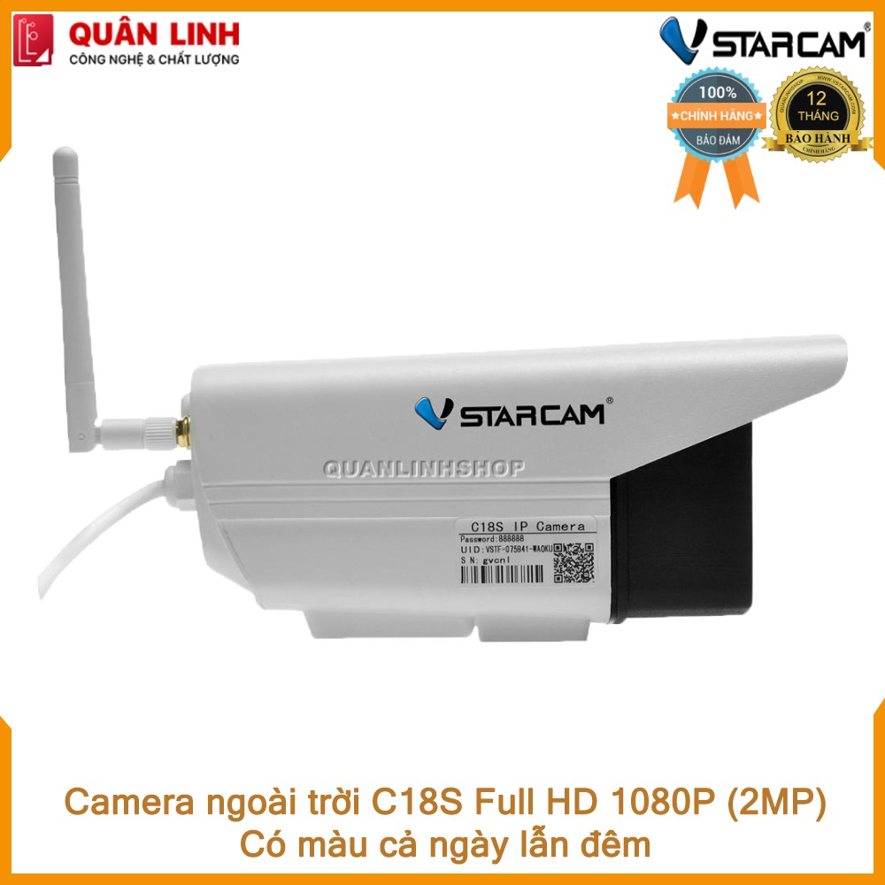 Camera Vstarcam C18s Full HD 1080P quay đêm có màu kèm thẻ 32GB