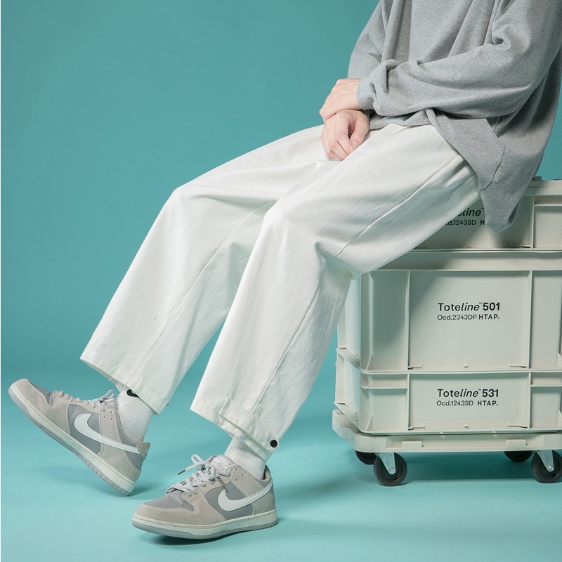 Quần Jeans Ống Rộng Màu Trơn Thời Trang Hàn Quốc Cho Nam Nữ